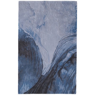Kawai Modern Abstract Blue/Black/Gray Area Rug