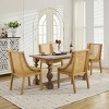 Rattan Dining Chair with Linen Upholstered Seat, Rustic Natural Solid Wood Chair for Kitchen, Dining Room, or Living Room – The Pop Home - 3 of 4