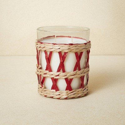 16oz Glass 2-Wick with Woven Wrap Red Candle - Opalhouse™ designed with Jungalow™