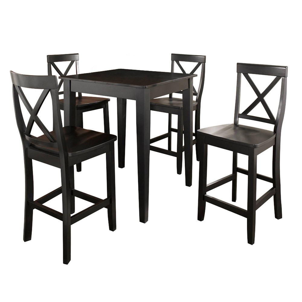 Photos - Dining Table Crosley 5pc Pub Dining Set with X-Back Stools Black  