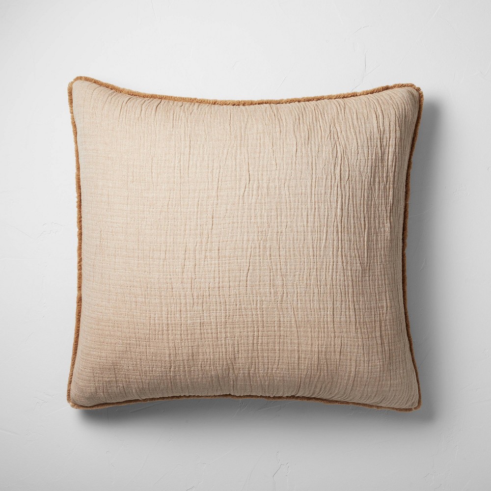 Photos - Pillowcase Euro Textured Chambray Cotton Pillow Sham Warm Brown - Casaluna™