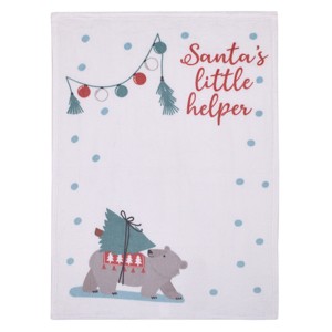 NoJo Bear White, Red, and Green "Santa's Little Helper" Christmas Photo Op Super Soft Baby Blanket - 1 of 4