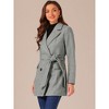 INSPIRE CHIC Women's Notch Lapel Double Breasted Belted Mid Long Outwear Winter Coat - 3 of 4