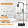 Itopfox Industrial Table Lamps Set of 2 - Dimmable Bedside Lamps with USB A/C Ports & Outlet, Black Nightstand Lamps with Glass Shade for Living Room - 2 of 4