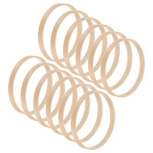 Unique Bargains DIY Wedding Decor Macrame Crafting Bamboo Wooden Floral Hoop Wreath Rings Beige 12 Pcs - 1 of 4