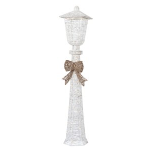 Syemin Decorative Holiday Scene Props 5FT Lamp Post with Bowknot Christmas Decorations Holiday Decor Holiday Displays, White, 11.8"*11.8"*60" - 1 of 4