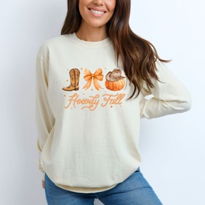 Simply Sage Market Coquette Howdy Fall Garment Dyed Long Sleeve - 1 of 4