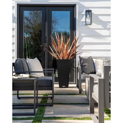 Black Tall Square Plastic Planter Set for Indoor/Outdoor Use