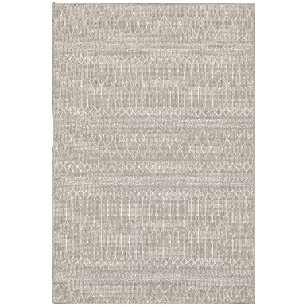 Photos - Area Rug 6'7"x9'2" Paloma Primitive Geometric Patio Rug Gray/Ivory - Captiv8e Designs