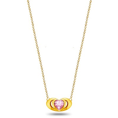 Paaaawaters18k Gold Plated Mini Double Love Heart Pendant Necklace for Women