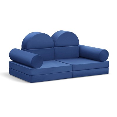 INFURNIC Sofas 10 Pieces Modular Kids Play Sofa Versatile Convertible Design for Playroom Bedroom Fun, Blue, 56"*28"*26"