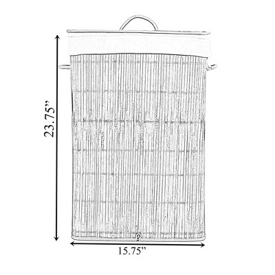 Square Bamboo Collapsible Laundry Hamper with Lid and Handles