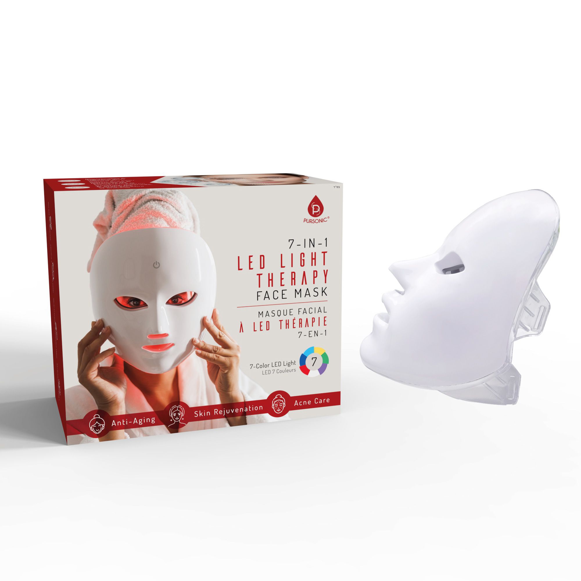 LED Light Therapy Face Mask 7 Color Skin Care Mask for Acne, Anti-Aging, Wrinkles & Rejuvenation