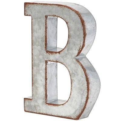 8 In Rustic Letter Wall Decoration B Galvanized Metal 3D Letter for Home Birthday Wedding Events Decor