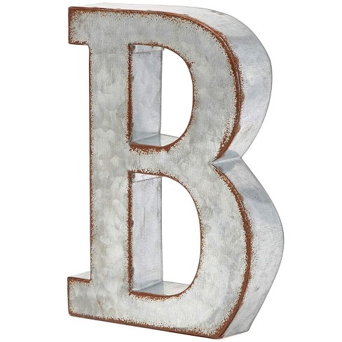 8 In Rustic Letter Wall Decoration B Galvanized Metal 3d Letter For Home Birthday Wedding Events Decor Target