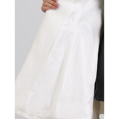 INSPIRE CHIC Women's Vintage Collarless Winter Elegant A-Line Coats with Belt White Large — фото 5
