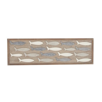 Coastal School of Fish Wooden Wall Panel - Olivia & May