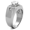 Slickblue Men’s CZ Ring, Silver Stainless Steel, Wide Band, Round Center Stone, Triangle Detail, Size 8–13 - 4 of 4