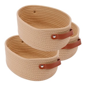 REGALWOVEN Odorless Cotton Rope Handcrafted Compact Multiple Use Open Storage Bins 3 Pcs - 1 of 4