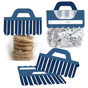 Big Dot of Happiness Navy Stripes - DIY Simple Party Clear Goodie Favor Bag Labels - Candy Bags with Toppers - Set of 24 - 1 of 4