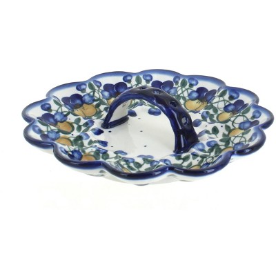 Blue Rose Polish Pottery Pansies Egg Plate