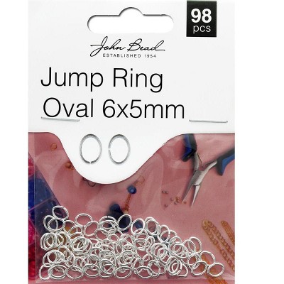 John Bead Must Have Findings Metal Silver 6x5mm Oval Jump Rings for Jewelry Making Findings, 98 Pieces