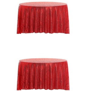 Unique Bargains Polyester Sequin Round Tablecloth for Dining Room Parties Dances 2 Pcs - 1 of 4