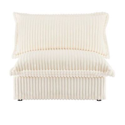 Vynxaria Modern Armless Sofa - Cream, Deep Seat, Removable Corduroy Covers, Sturdy Wood Frame, Easy Assembly, Spacious Seating
