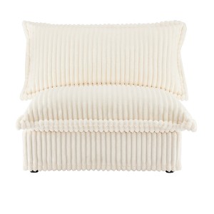 Vynxaria Modern Armless Sofa - Cream, Deep Seat, Removable Corduroy Covers, Sturdy Wood Frame, Easy Assembly, Spacious Seating - 1 of 4