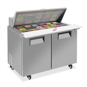 48 in. 13.1 Cu.Ft. 320W 115V Silver Refrigerated Salad Sandwich Prep Table - 1 of 4