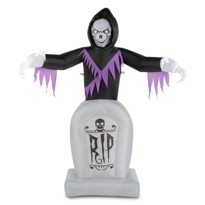 FURNIinspire Decorative Holiday Scene Props Garden Grim Reaper And Grave Inflatable Halloween Decoration for Outdoor, Multicolored, 36"*55"*72"