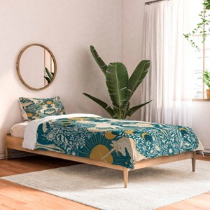 Deny Designs Twin/Twin Extra Long Avenie Unicorn Damas Comforter and Pillow Sham Turquoise Gold: Abstract Design, Machine Washable - 1 of 3