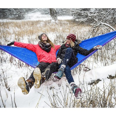 Seafoam and Grey Nylon Double Camping Hammock