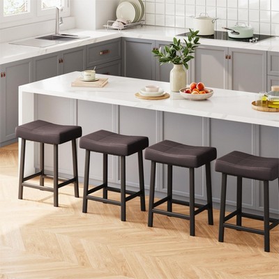 Garvee 24" Backless Barstools Set of 4 - Upholstered Counter Height Stools w/Metal Leg and Footrest, for Kitchen, Home Bar