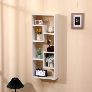 DOMETOUR 5-Cube Bookshelf, White Wooden Open Bookcase, Storage Shelf Display Rack for Home Office, Living Room, Study Decor - 1 of 4