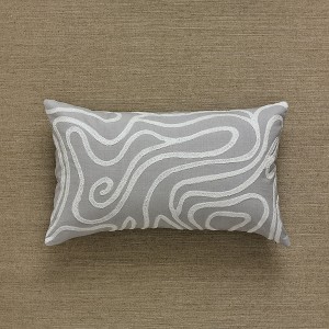 Swirl Embroidered Gray Pillow Cover 12" x 20" - 1 of 4