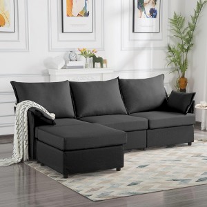 NicBex 93.7 Inch L-Shaped Sectional Sofa,3-Seat Couch with Movable Ottoman and 2 Pillows for Living Room,Bedroom - 1 of 4