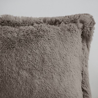 Gray Shaggy Faux Fur Twin Bedspread Cover Set