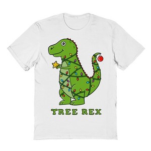 Rerun Island Men's Dinosaur Christmas Short Sleeve Graphic Cotton T-Shirt - 1 of 1