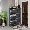 Shoe Cabinet, Shoe Organizer Cabinet With Foot Pad, Metal Base And Legs 3 Flip Drawers Entryway Organizer, Multi-Layer Shoe Cabinet - 2 of 4