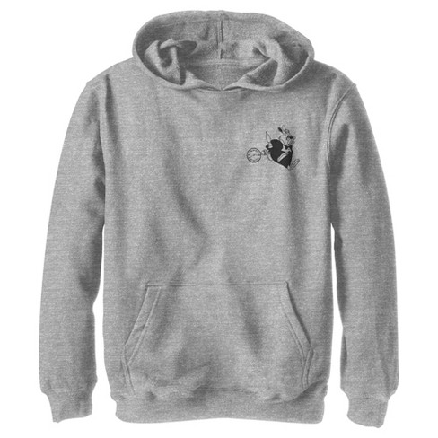 Boy s Alice in Wonderland White Rabbit Pocket Sketch Pull Over Hoodie Athletic Heather Large