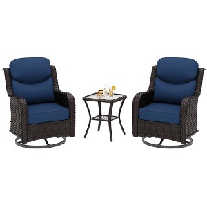UPTION  2-person Outdoor Rattan Seating Group With Cushions - 1 of 4