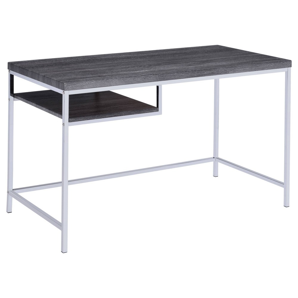 Photos - Office Desk Kravitz Writing Desk with Storage Shelf Weathered Gray - Coaster