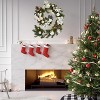 6ft Pre-Lit Christmas Garland with 20 Warm White LEDs, Flower & Bow Decor for Indoor/Outdoor Front Door and Mantle - 3 of 4