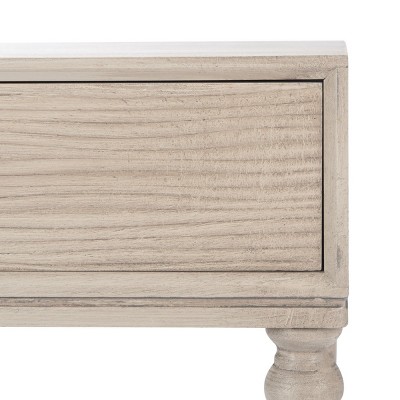 Greige Wood Accent Table with Storage Drawer