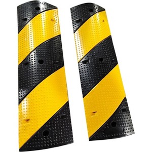 3.3Ft Rubber Speed Bumps for Road, Rubber Speed Bumps for Driveway Black Wire Cord Ramp Set of 2 Speed Bumps Cable Protector Supports 25000lbs, - 1 of 4
