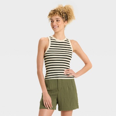 Women's Slim Fit Cropped Ribbed Tank Top - A New Day™