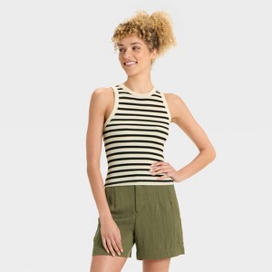 Women's Slim Fit Cropped Ribbed Tank Top - A New Day™ - 1 of 3