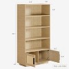 Homhougo Boho Bookcase with Rattan Doors, 5 Tier Bookshelf, Wooden Bookcase and Bookshelf with Storage, Tall Book Stand, Large Bookshelf - 2 of 4