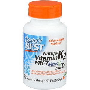 Doctor's Best Natural Vitamin K2 MK-7 with MenaQ7 plus D3 - 60 vc - 1 of 1